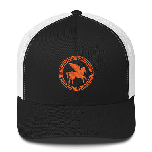 Percy jackson embroidered retro trucker hat camp half-blood - black/white