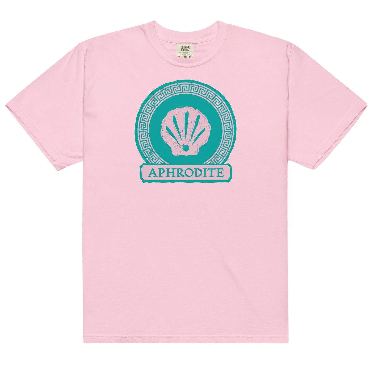 Percy Jackson Aphrodite Comfort Colors t-shirt in Blossom pink, front view