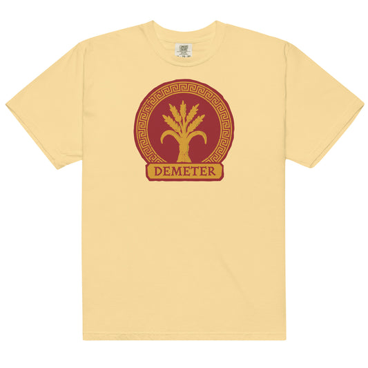 Percy Jackson Demeter t-shirt in butter color, front view showcasing graphic